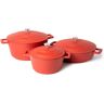 Masterclass 2pc Non-Stick Casserole Dish Set with 4L Shallow Casserole Dish and 2.5L Casserole Dish, Red