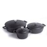 Masterclass 3pc Cast Aluminium Casserole Dish Set with 2.5L and 5L Shallow Casserole Dishes and 1.4L Casserole Dish, Black