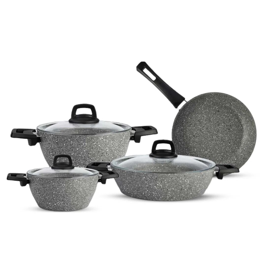 Karaca Gris Biogranite 7-Piece Non-Stick Cookware Set, Grey gray