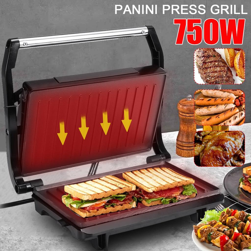 Tiastar Panini Press Sandwich Maker, Sandwich Press with Indicator Lights, Cool Touch Handle, Non-Stick Coated Plates, 750W, Black