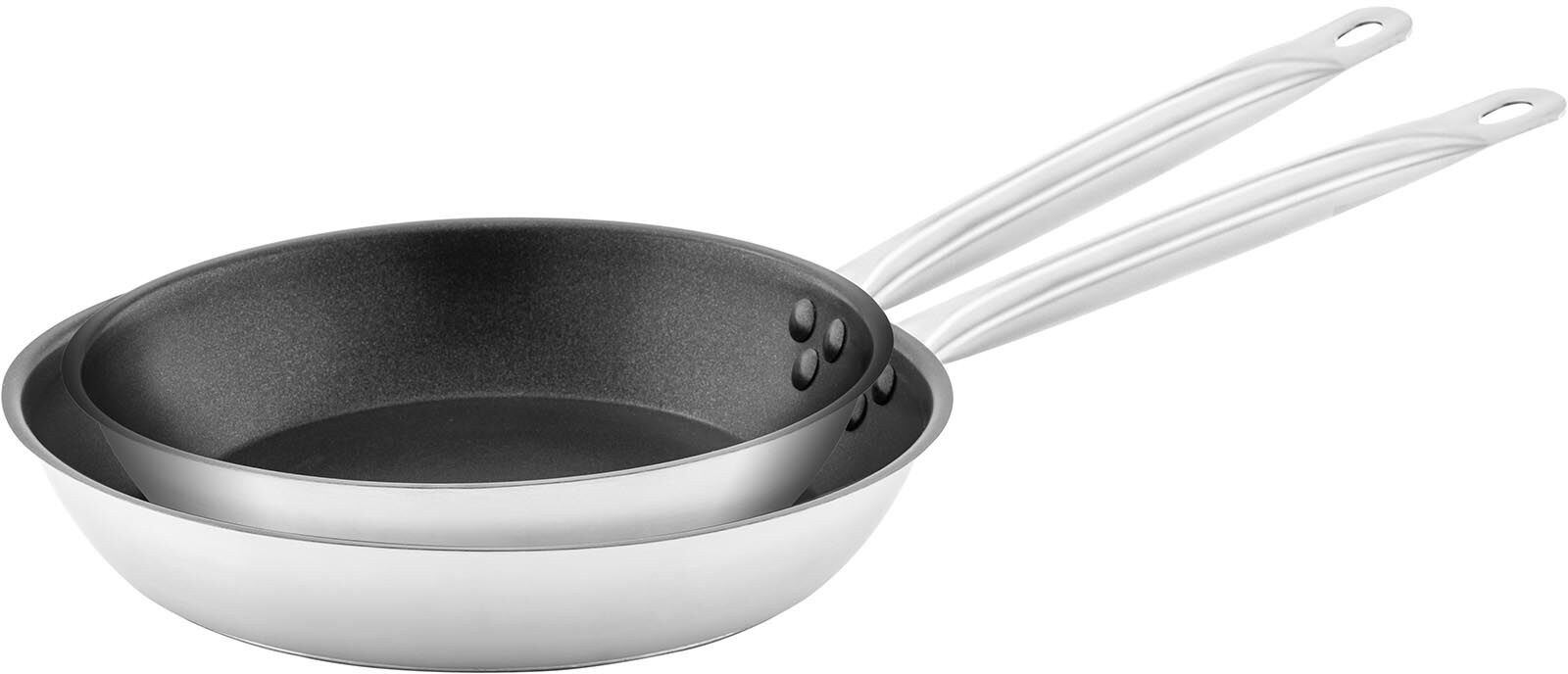 Royal Catering Stainless Steel Frying Pan - 2 pcs. - coated - Ø 24 / 28 cm x 5 cm RCFP-24-28NS