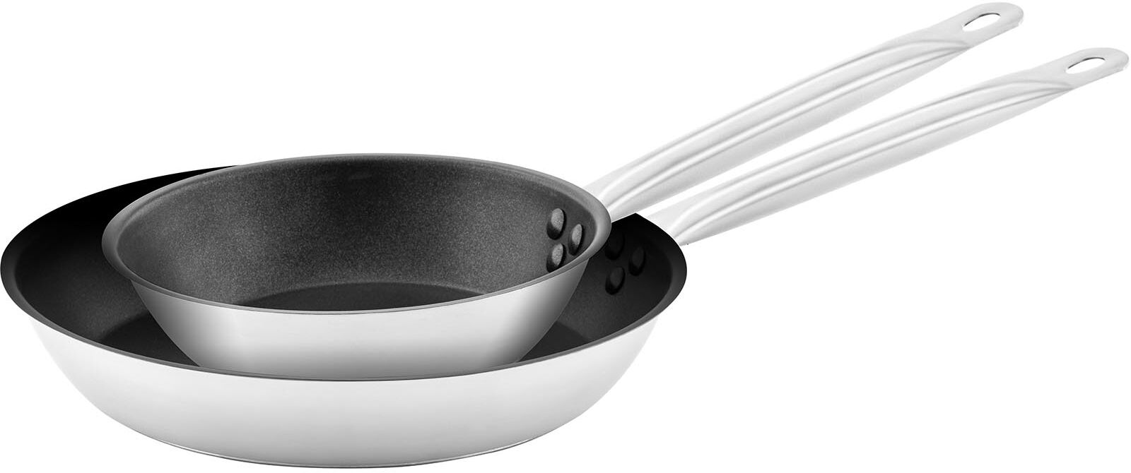 Royal Catering Stainless Steel Frying Pan - 2 pcs. - coated - Ø 20 / 28 cm x 5 cm RCFP-20-28NS