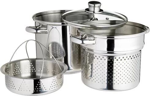 KitchenCraft Italian 4 Piece Pasta Pot with Strainer Inserts and Lid KitchenCraft  - Size: 22cm H X 12cm W X 23cm D