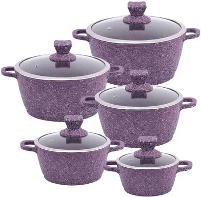 SQ Professional Nessa 5 Pieces Aluminum Non Stick Cookware Set SQ Professional Colour: Purple