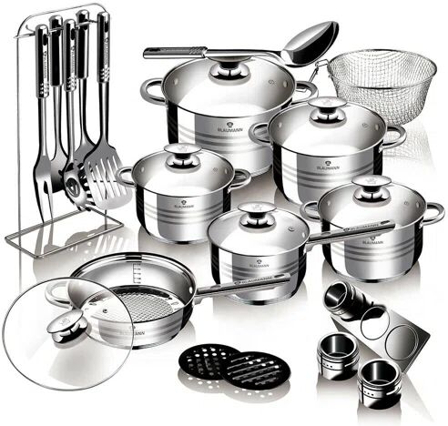 Blaumann 27 Piece Stainless Steel Non Stick Cookware Set Blaumann  - Size: 22cm H X 32cm W X 51cm D