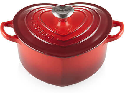 Le Creuset Cerise Cast Iron 20cm Heart Casserole with Heart Knob