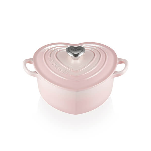 Le Creuset Shell Pink Cast Iron 20cm Heart Casserole with Heart Knob