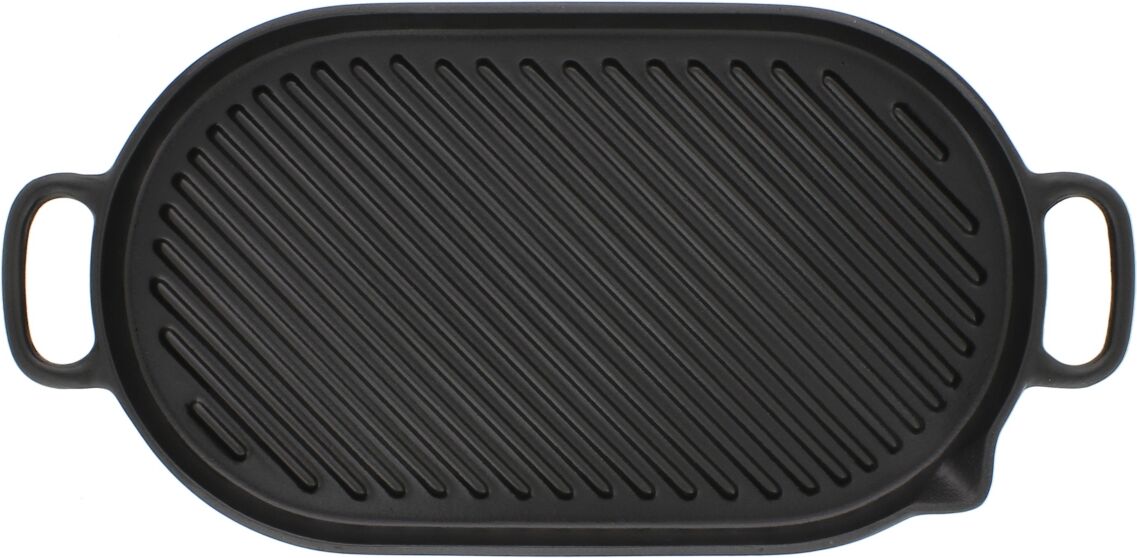 Chasseur French Oval Cast Iron Grill Pan, 18-inch - Black