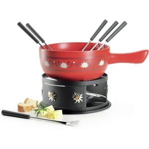 Ebern Designs Carsen 2.6 L Ceramic Fondue Set black/red 22.5 H cm