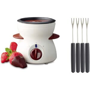 SHEIN Fondue Pot Set, Mini Electric Fondue Pot Set for Melting Chocolate Cheese, Chocolate Meting Pot fondue maker with Dipping Forks For Holiday Christmas Birthday Gift Red and White