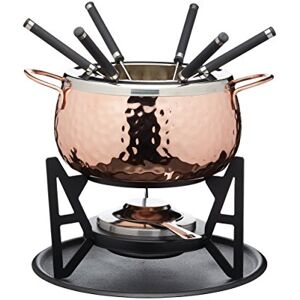 Artesa Artesà Fondue Set with 6 Stainless Steel Forks and Bowl, Ceramic Bowl, Metal Stand and Dual Fuel Burner, for Chocolate, Cheese or Meat