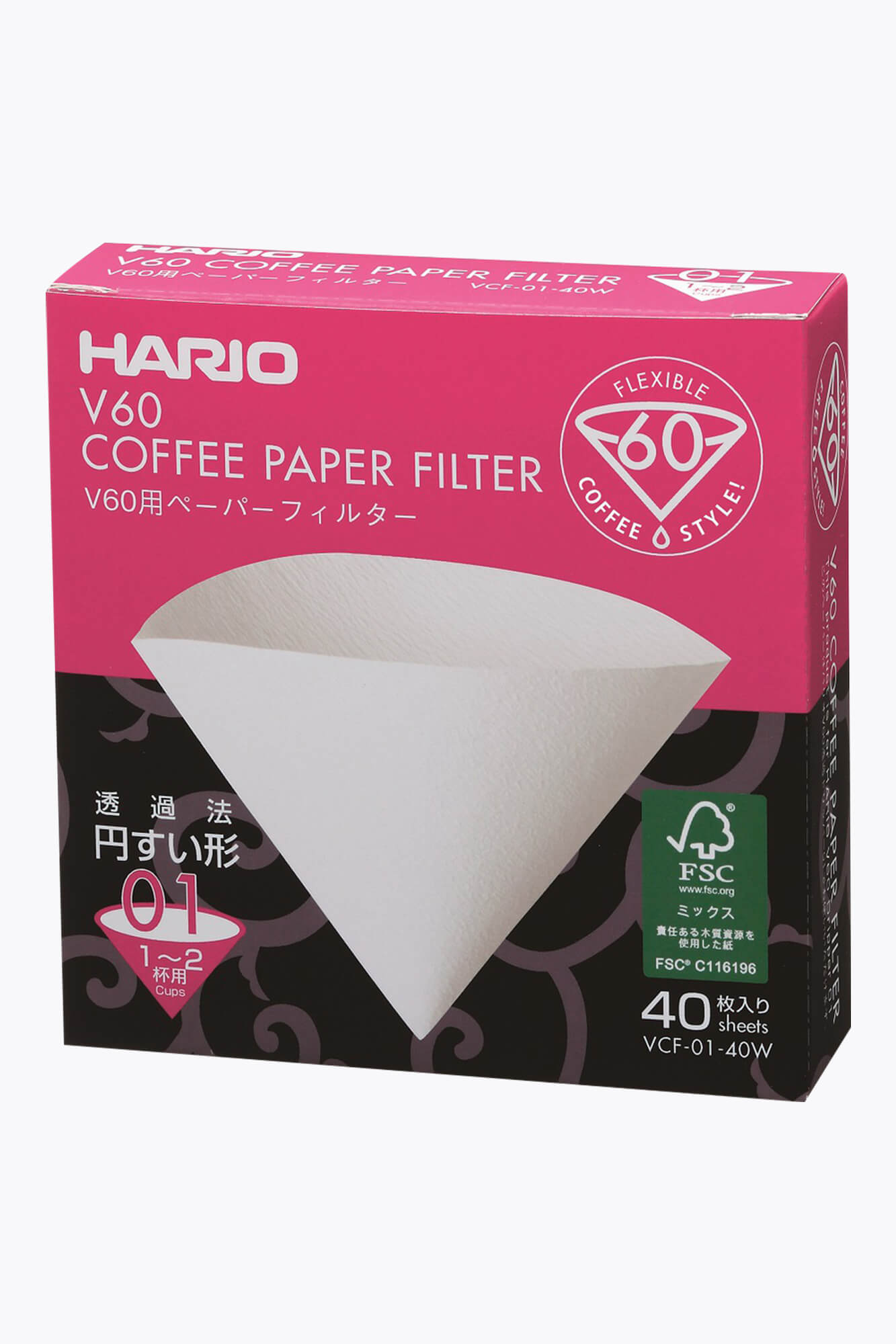 Hario Papierfilter weiß für 02 Dripper (40 Stück)