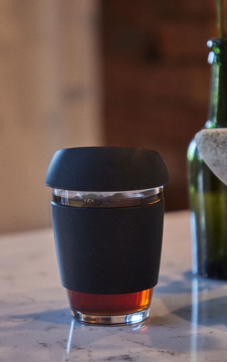 PrettyLittleThing Black Glass Coffee Mug  - Black - Size: One Size