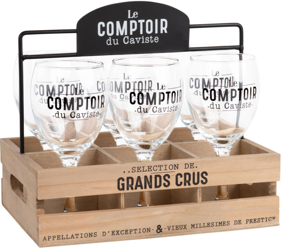 Maisons du Monde Coffret 6 verres et support coloris noir et naturel