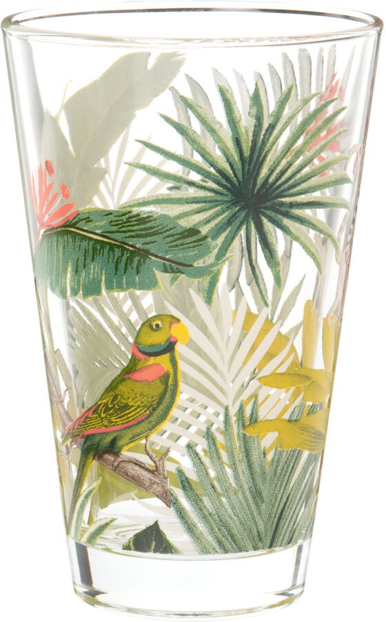 Maisons du Monde Glas met groene en roze tropische print