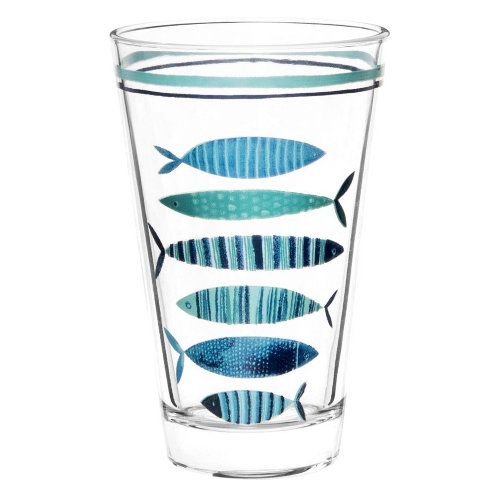 Maisons du Monde Verre en verre motifs poissons bleus