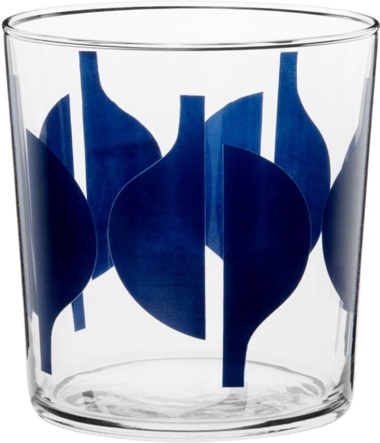 Maisons du Monde Verre en verre transparent motifs graphiques bleus