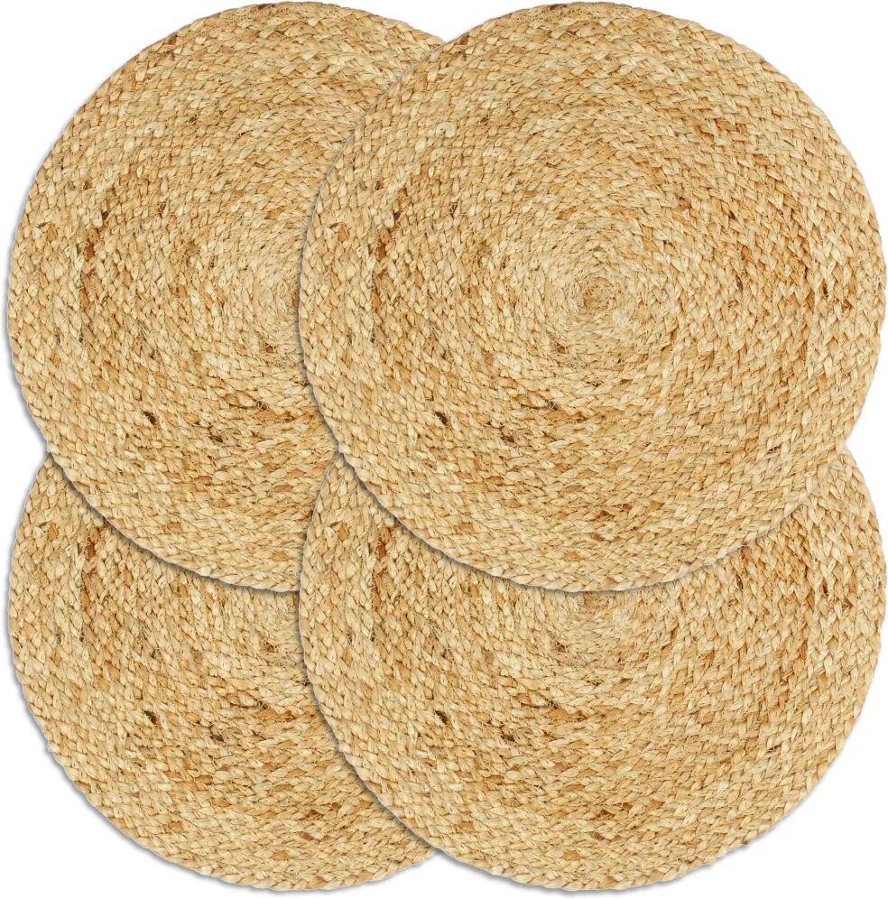 vidaXL Napperons 4 pcs Naturel Plain 38 cm Rond Jute