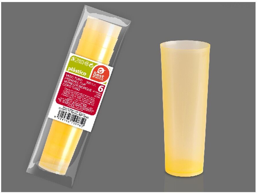 Générique 6 VERRES CYLINDRIQUES INCASSABLES ORANGE 30CL