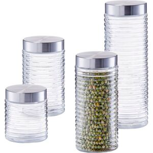 Zeller Present Vorratsglas »gerillt«, (Set, 4 tlg.) transparent/edelstahlfarben