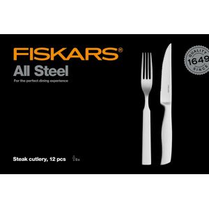 Fiskars Steakbesteck »All Steel Steak Besteck-Set, 12-teilig«, (Set, 6 tlg.) silberfarben Größe