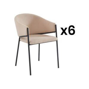 Stuhl mit Armlehnen 6er-Set - Stoff & Metall - Beige - ORDIDA von Pascal MORABITO