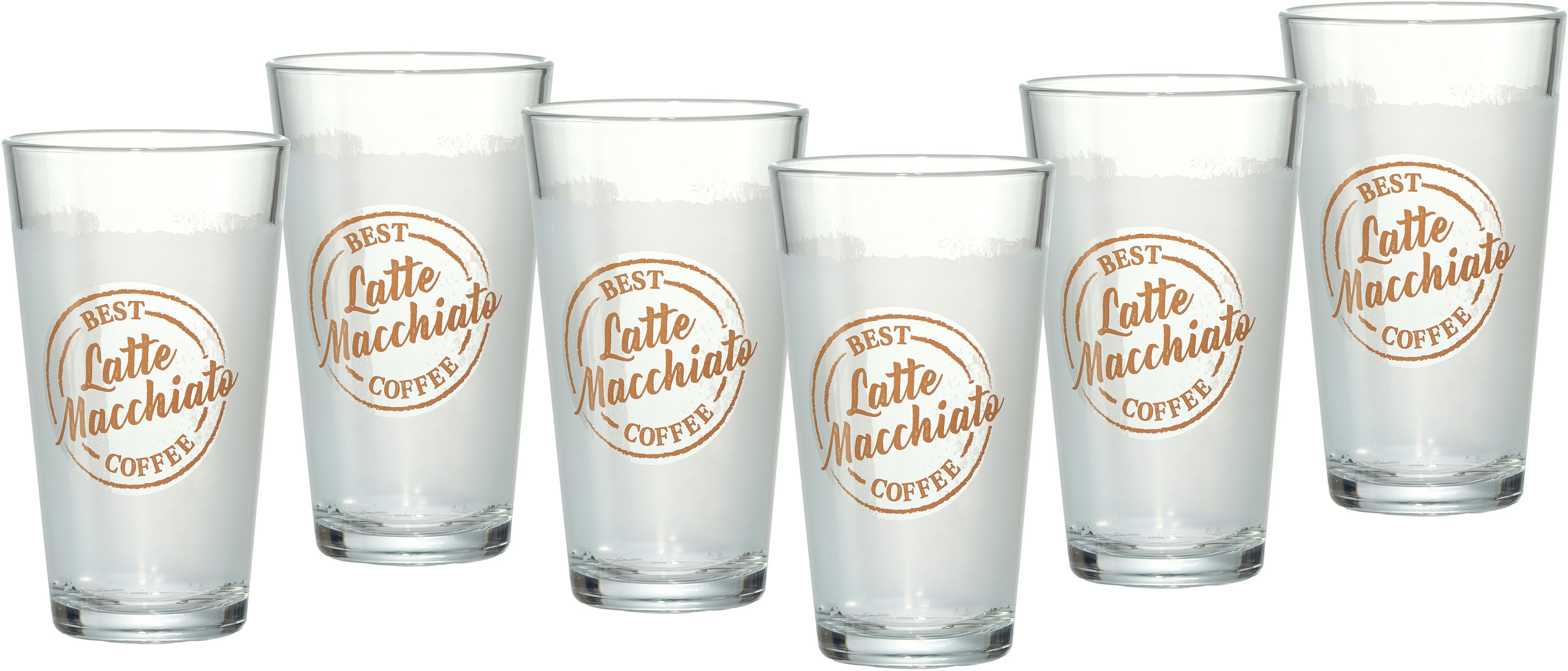 Ritzenhoff & Breker Latte-Macchiato-Glas »Happy, Best Coffee«, (Set, 6 tlg.,... braun