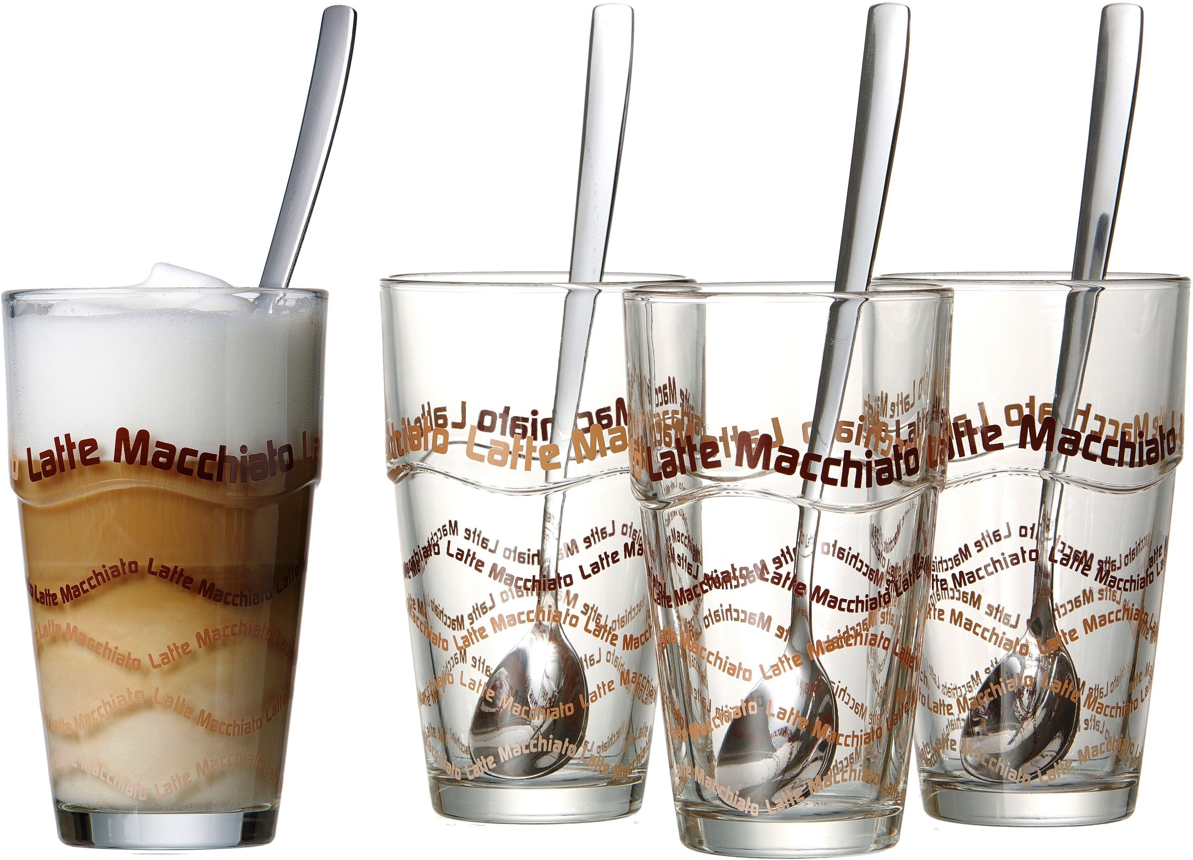 Ritzenhoff & Breker Latte-Macchiato-Glas, (Set, 8 tlg.), 4 Gläser, 4... braun