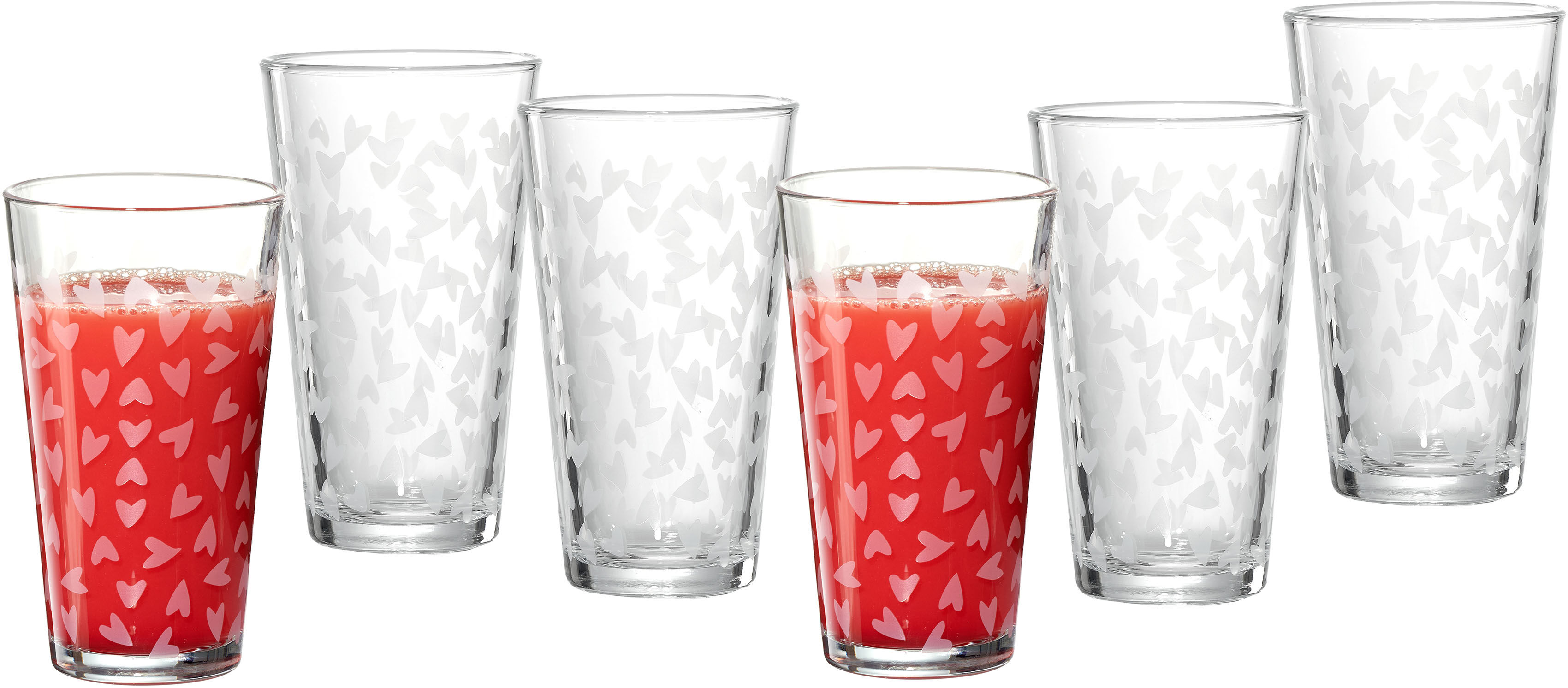 Ritzenhoff & Breker Longdrinkglas »Happy, Hearts«, (Set, 6 tlg., 6... farblos