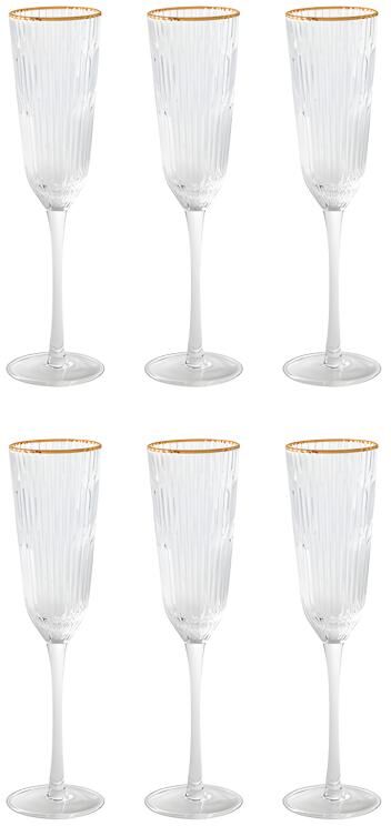 Vente-unique.ch Sektglas mit Goldrand 6er-Set ESMA - H. 26 cm - 21,5 cl