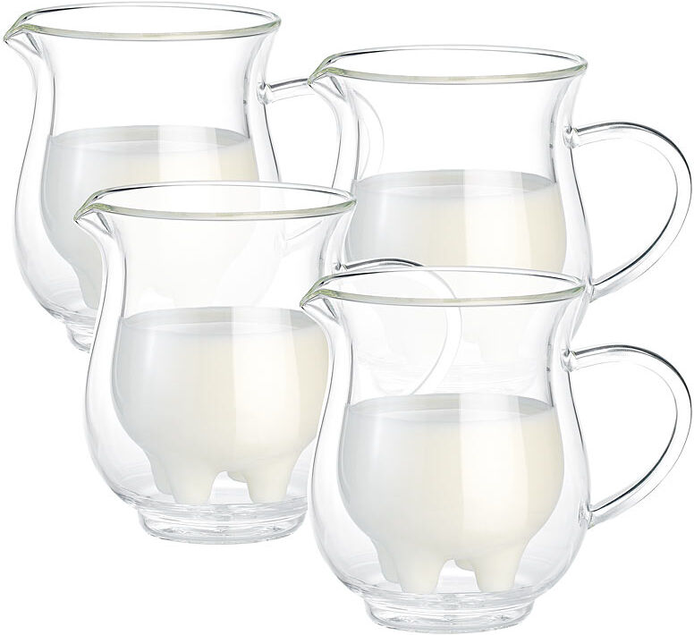 Cucina di Modena 4er-Set  doppelwandige Milchkännchen im witzigen Euterdesign,  200 ml