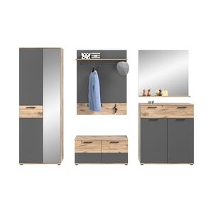 XONOX.home Garderobenmöbel-Set Mason G01 5-teilig - Nox Eiche und Basalt grau