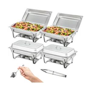 VEVOR Edelstahl Warmhaltebehälter Speisenwärmer Wärmebehälter 4x7,5L 4 Stk Chafing Dish Set