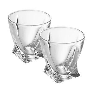 Intirilife 2x Whisky Glas in KRISTALL KLAR 'TWISTED' - 300 ml Füllemenge - Old Fashioned Whiskey Kristallglas Bleifrei im Sculpture Design