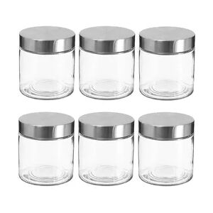 WellHome 6er-Set Glas- und Edelstahlbehälter 750ML in Farbe Silber.