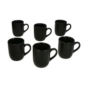 6er Set Panther Kaffeebecher mit Henkel 340ml matt schwarz aus Steingut – AS.MG.F.01896