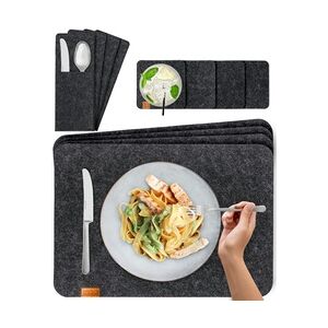 12 er Set Tischsets  4 Platzsets Bestecktaschen Glasuntersetzer