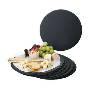 6x Schieferplatten rund Ø30cm Untersetzer Pizza-Teller Servier-Platte Naturschiefer