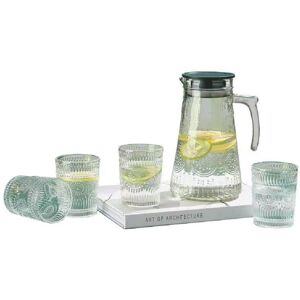 CHEFFINGER 1,8 Liter Krug Karaffe 4 Gläser je 250ml Glas Trinkgläser Limonade Wasser 5 tlg Set GB04