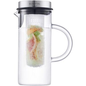 Silberthal Glaskaraffe Mit Frucheinsatz - 1 Liter Karaffe Mit Einsatz - - Sehr Gut Transparent, Silber, Schwarz 1 Liter