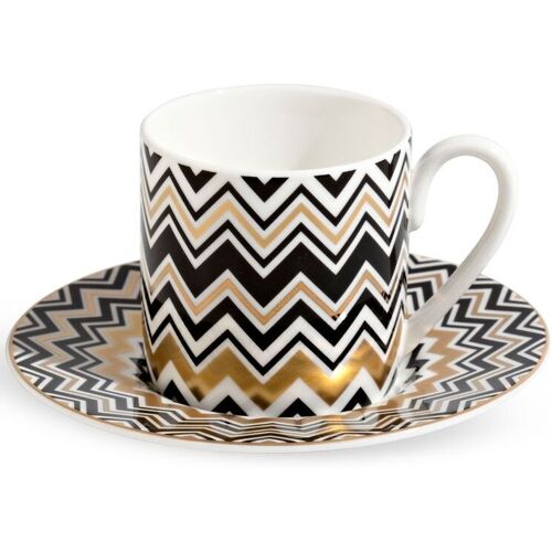 Missoni Home Zig Zag Kaffeetasse mit Untersetzer – Weiß Einheitsgröße Unisex