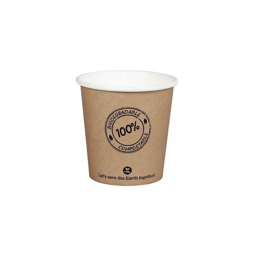 1-PACK 250x BIO Kartonbecher Kaffeebecher CoffeeToGo bis 100°C 100ml O6.2cm