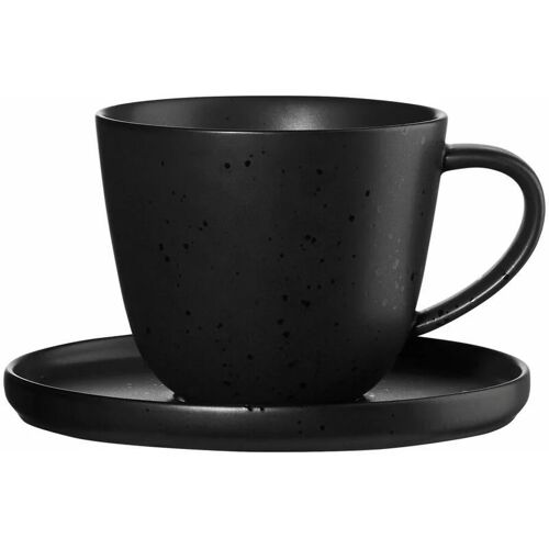 Asa Selection Gmbh – asa Selection coppa Kaffeetasse mit Unterer, Kaffee Tasse, Kaffeebecher, Untertasse, Porzellan, 250 ml, Kuro / Schwarz, 19020190