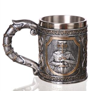 shopnbutik 3D Viking Skull Coffee Beer Mug Skull Mug Beer Wine Drink Gift Stainless Steel Knight Decorative Cup for Men Mug