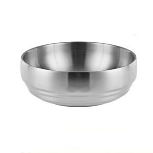Shoppo Marte Stainless Steel Double Thickened Cold Noodle Bowl Rice Bowl  19cm (Silver)