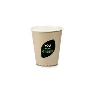 Multi Kaffebæger Pap Ø80xH93mm 25cl 8oz Single Wall Thank You Brun,20 ps x 10 stk/krt