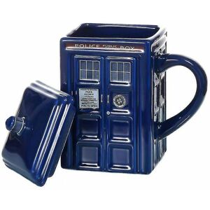 Doctor Who Tardis-krus Kaffe-te-kop Police Box Keramikkrus med lågdæksel Fødselsdagsgave