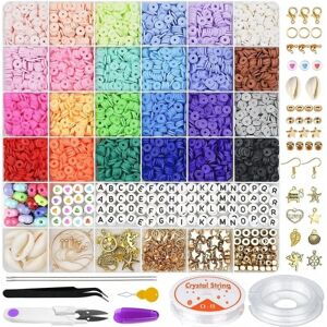 6000 stk DIY flade lerperler sæt runde polymer lerperler til perle som billedet viser