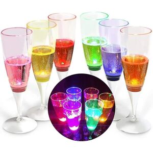 6 Pack Led Vinglas Champagne Flutes Light Up Glass Led Flydende Aktiverede Champagneglas