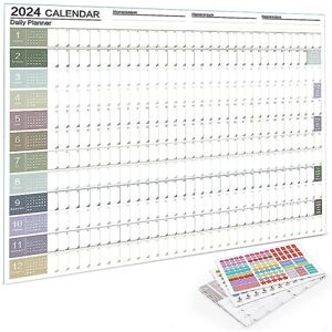 1 sæt årlig vægkalender 2024 Creative Planner vægkalender Dagsplanskalender